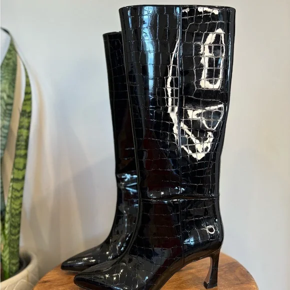 Vince Camuto Croc-Embossed Knee-High Boots - Picture 2 of 8